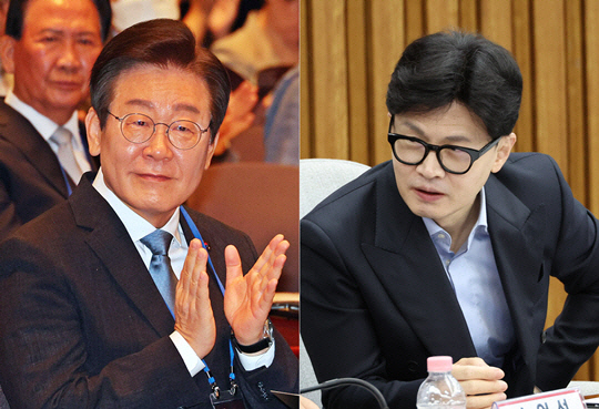 왼쪽부터 이재명 더불어민주당 대표와 한동훈 국민의힘 대표.<연합뉴스 사진 갈무리>